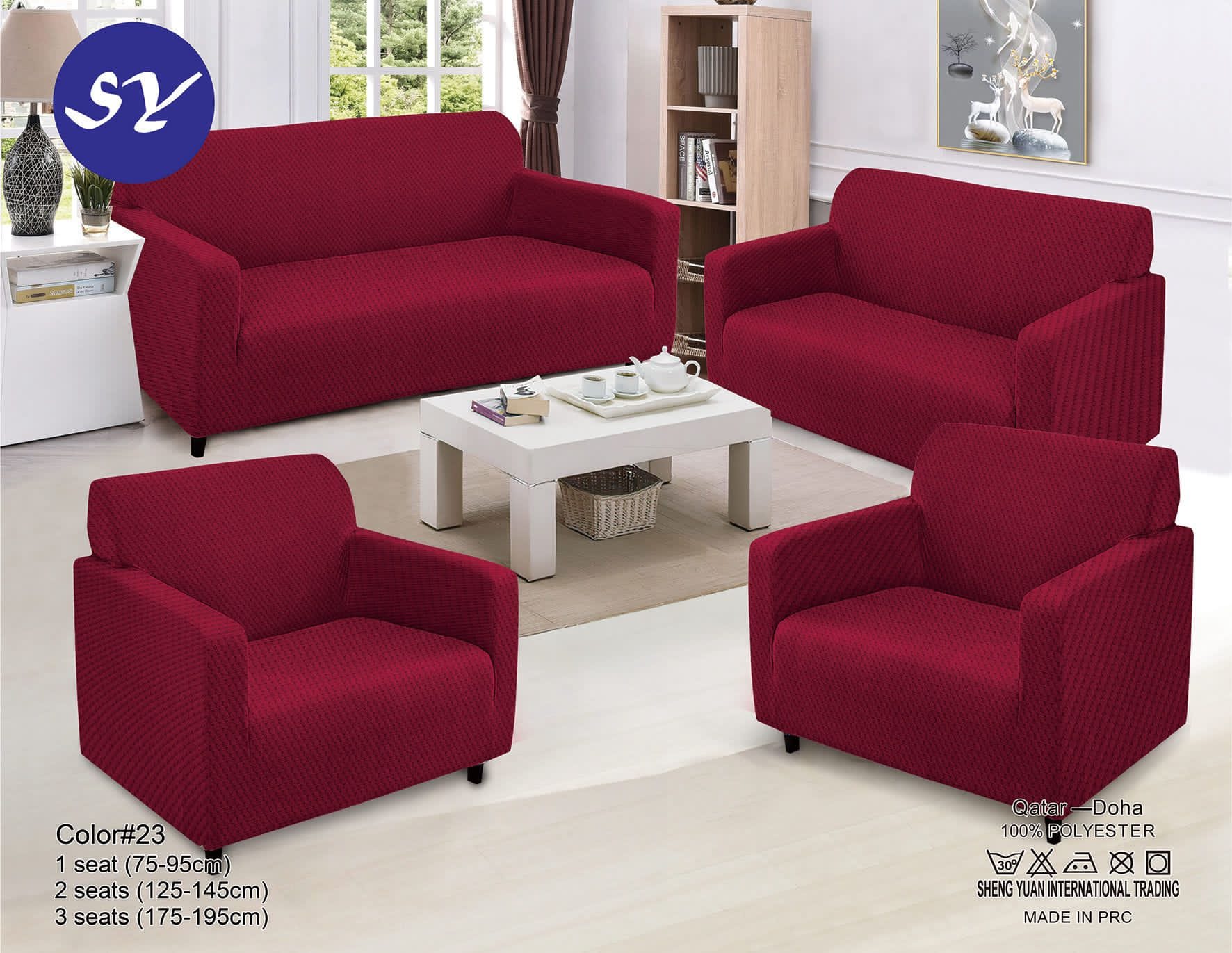 Red color sofa cover